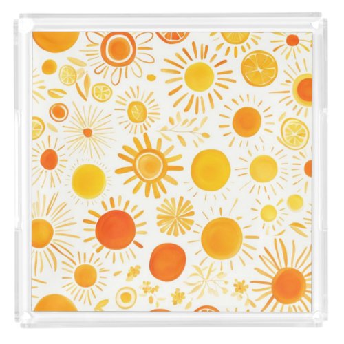 Sunshine Spiritual Boho Orange Yellow Cute Decor Acrylic Tray