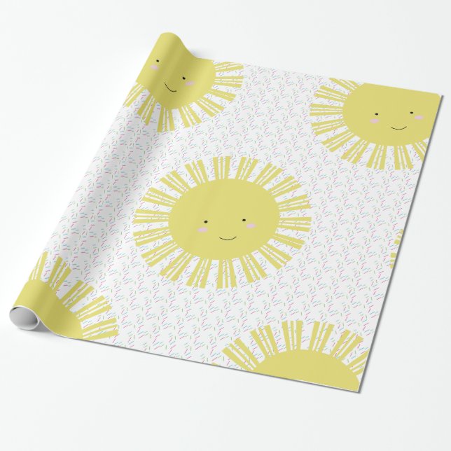 Sunshine Sprinkles Sun Wrapping Paper (Unrolled)