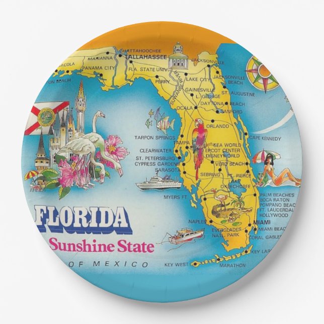 Sunshine State - Florida  Paper Plates (Front)