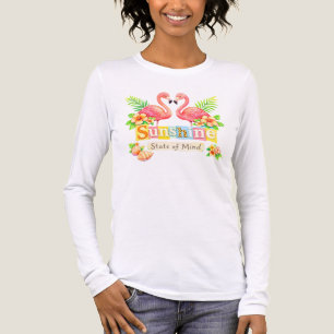Sunshine State of Mind Flamingo Tropical Flowers Tri-Blend Shirt