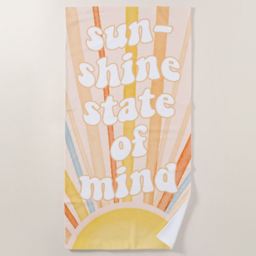 Sunshine State of Mind Retro Boho Beach Towel