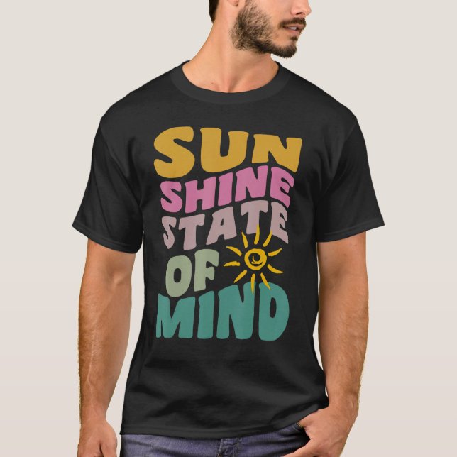 Sunshine State Of Mind Retro Summer Groovy Florida T-Shirt (Front)