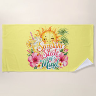 "Sunshine State Of Mind" Summer Beach Towel. Towel