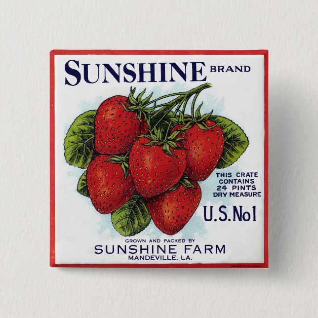 Sunshine Strawberries Button (Front)