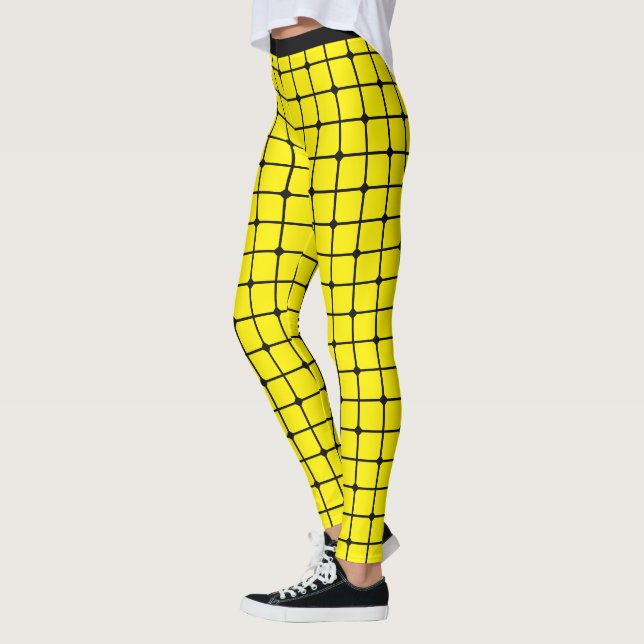 Sunshine Style: Yellow Net Design Women's Leggings (Left)