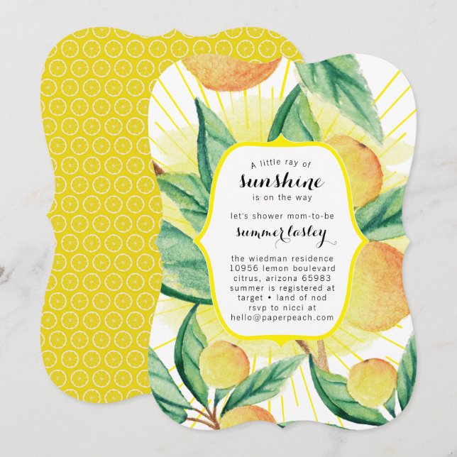 Sunshine Summer Baby Shower Invitations (Front/Back)