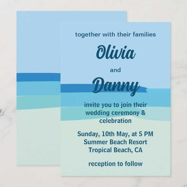 Sunshine Summer Beach Wedding Invitation (Front/Back)