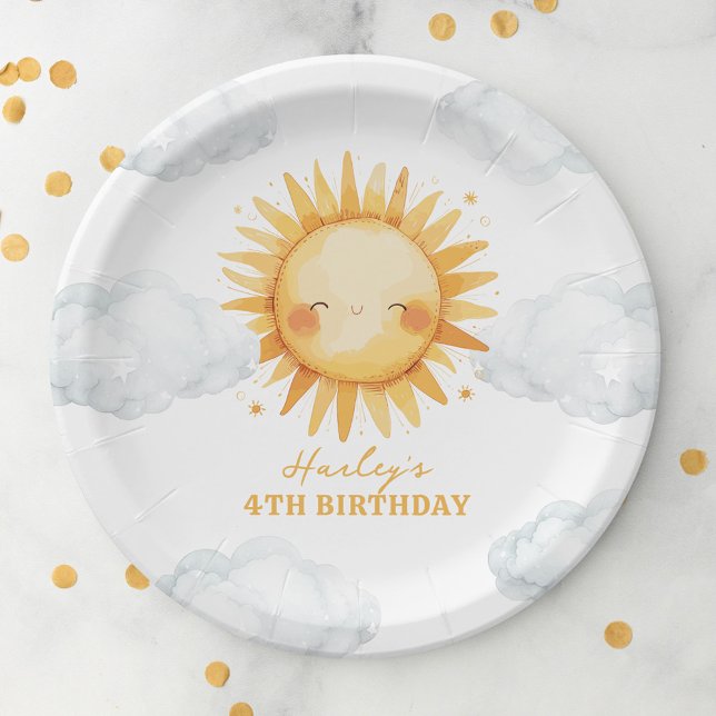 Sunshine Summer Kids Birthday Party Paper Plates (Creator Uploaded)