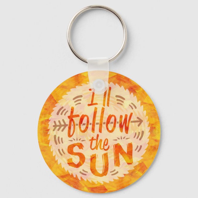 Sunshine Summer Orange Painted Follow Sun Colorful Keychain (Front)