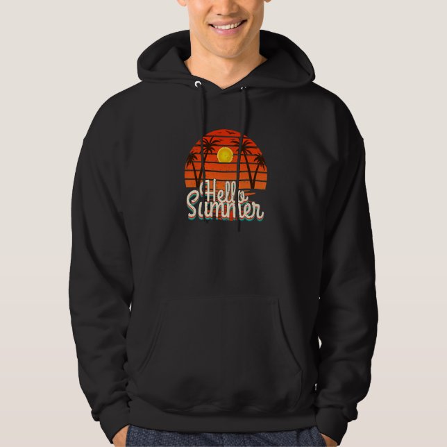Sunshine Summer Palm Trees Beach Vibes Tropical Su Hoodie (Front)