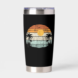 Sunshine Summer Vibes Palm Trees Beach Retro  Insulated Tumbler