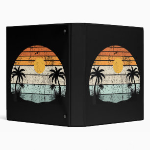 Sunshine Summer Vibes Palm Trees Beach Retro Tropi 3 Ring Binder