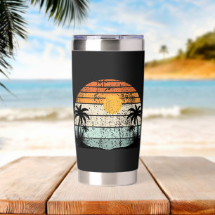 Sunshine Summer Vibes Palm Trees Beach Retro Tropi Insulated Tumbler