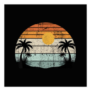 Sunshine Summer Vibes Palm Trees Beach Retro Tropi Poster