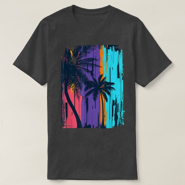 Sunshine Summer Vibes Palm Trees Beach Retro Tropi T-Shirt (Design Front)