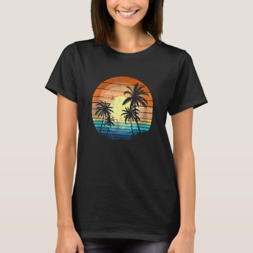 Sunshine Summer Vibes Palm Trees Beach Retro Tropi T_Shirt