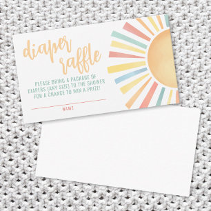 Sunshine Sun Baby Shower Diaper Raffle Enclosure Card