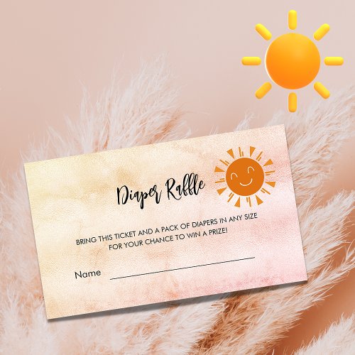 Sunshine sun baby shower diaper raffle ticket enclosure card