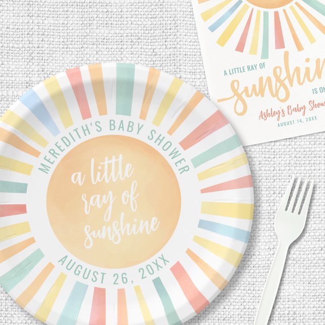 Sunshine Sun Baby Shower Paper Plates (Sunshine Pink Sun Baby Shower Paper Plates)