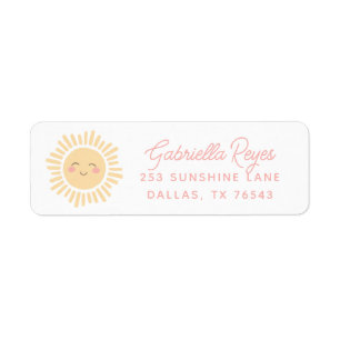 Sunshine Sun Birthday Party Return Address Label