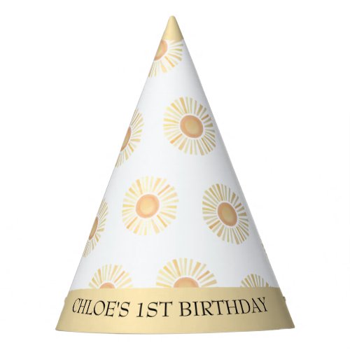Sunshine Sun Boho First Birthday Yellow Bohemian Party Hat