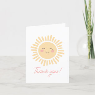 Sunshine Sun Girl Birthday Party Letterpress Thank You Card
