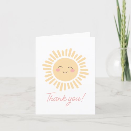 Sunshine Sun Girl Birthday Party Thank You Card