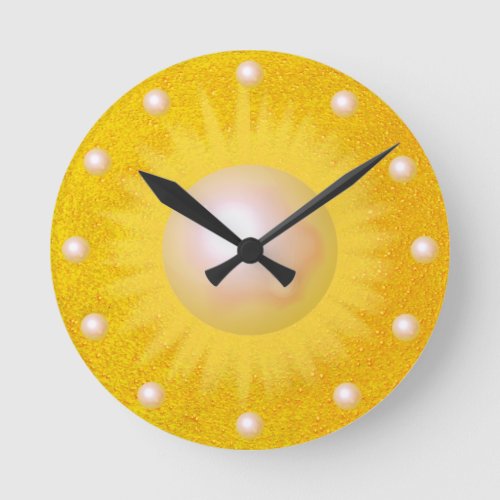 Sunshine Sun Golden Yellow Sunny Bright Round Clock