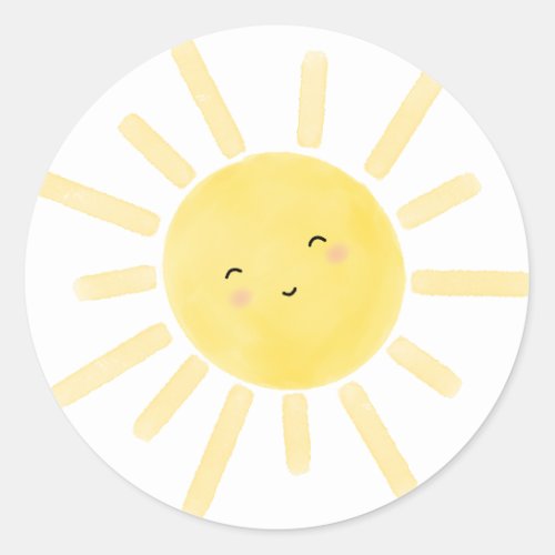 Sunshine sun minimalist birthday party classic round sticker