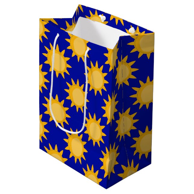 Sunshine Sun Pattern Design On Blue  Medium Gift Bag (Front Angled)