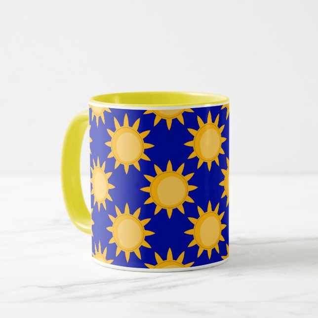 Sunshine Sun Pattern Design On Blue  Mug (Front Left)
