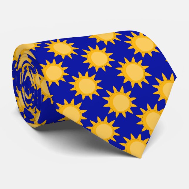 Sunshine Sun Pattern Design On Blue  Neck Tie (Rolled)