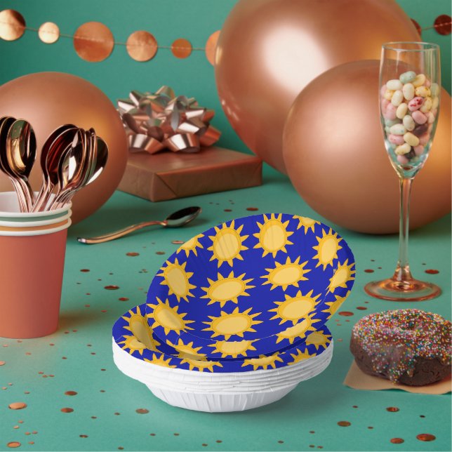 Sunshine Sun Pattern Design On Blue  Paper Bowls (Multi)