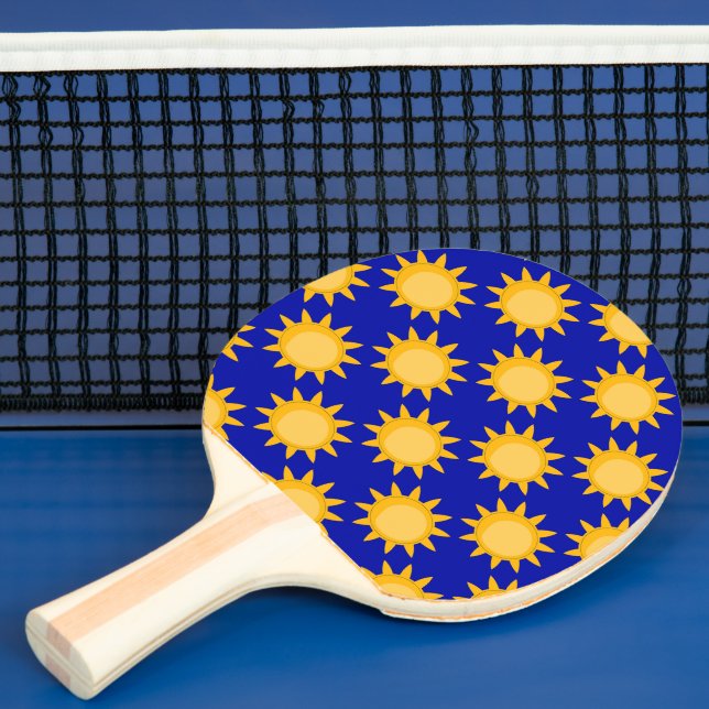 Sunshine Sun Pattern Design On Blue  Ping Pong Paddle (Insitu)
