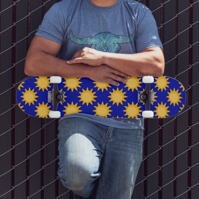Sunshine Sun Pattern Design On Blue  Skateboard (Outdoor 3)