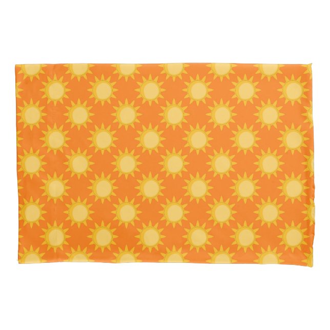 Sunshine Sun Pattern Design On Orange  Pillow Case (Front)