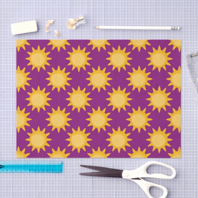 Sunshine Sun Pattern Design On Purple  Tissue Paper (Craft)