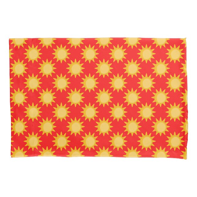 Sunshine Sun Pattern Design On Red Pillow Case (Front)