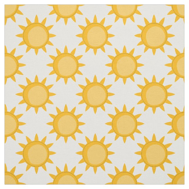 Sunshine Sun Pattern Design On White  Fabric (Swatch)