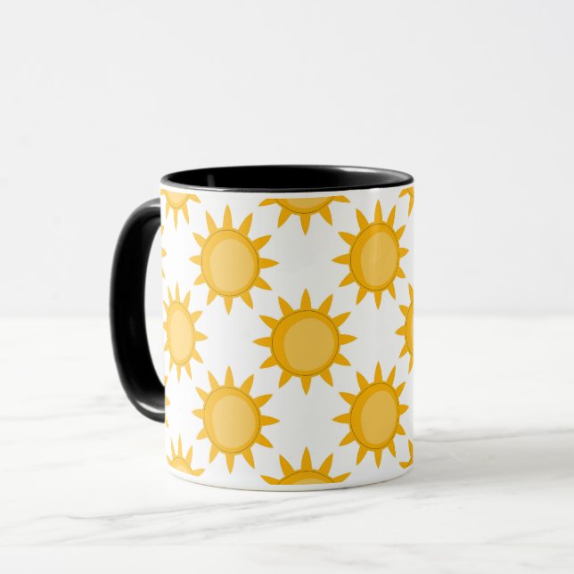 Sunshine Sun Pattern Design On White  Mug (Front Left)