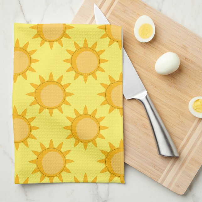Sunshine Sun Pattern Design On Yellow  Kitchen Towel (Quarter Fold)