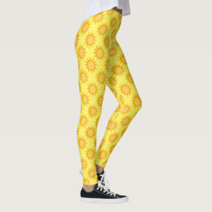 Sunshine Sun Pattern Design On Yellow Leggings