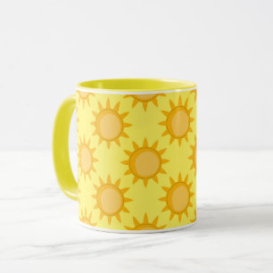 Sunshine Sun Pattern Design On Yellow Mug