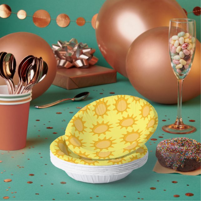 Sunshine Sun Pattern Design On Yellow  Paper Bowls (Multi)