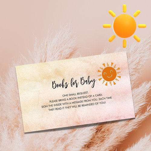 Sunshine sun rose girl baby shower book request enclosure card