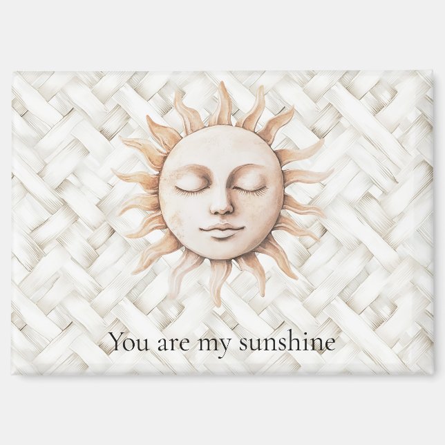 Sunshine Sun White Basket Weave Magnet (Front)