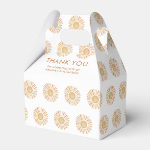 Sunshine Sun Yellow First Boho Birthday Thank You Favor Boxes