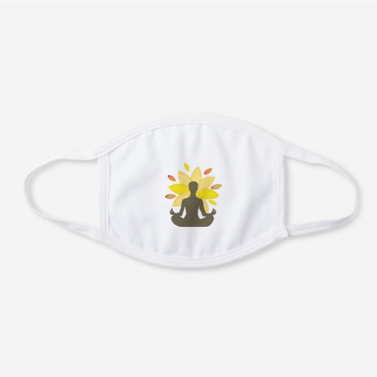 Sunshine Sun Yoga Lotus Pose Illustration White Cotton Face Mask (Front)
