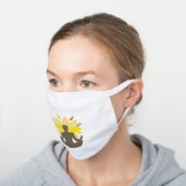 Sunshine Sun Yoga Lotus Pose Illustration White Cotton Face Mask (Angled)