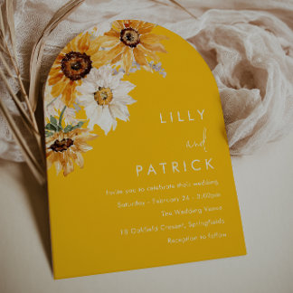 Sunshine Sunflower Modern Wedding Invitation